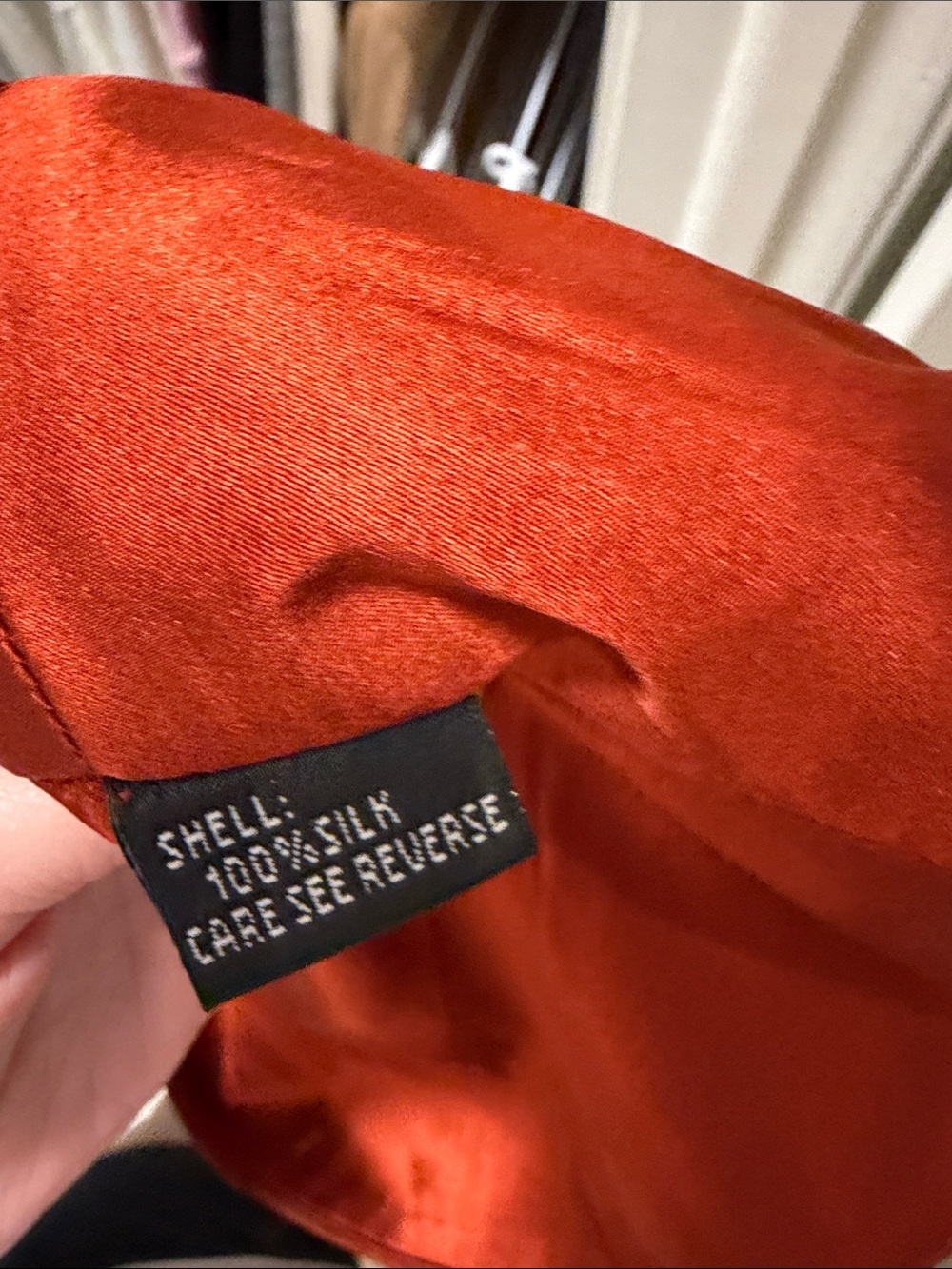 VINTAGE ✨Carmen Marc Valvo Signature Red-Orange Strapless Draped V-Neck Shirt - Picture 8 of 8